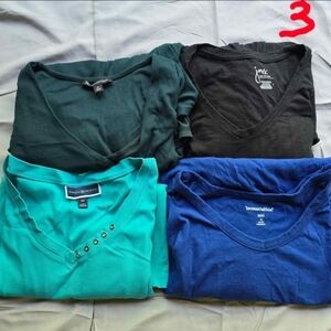 Assorted V-Neck T-Shirts - Green and Blue
